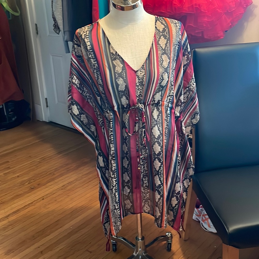 Animal print striped cover up